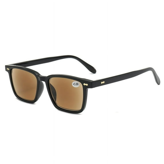 Men's Tinted Brown Reading Glasses Women's Square Classic Black Readers Sunglasses UV400 +2.00
