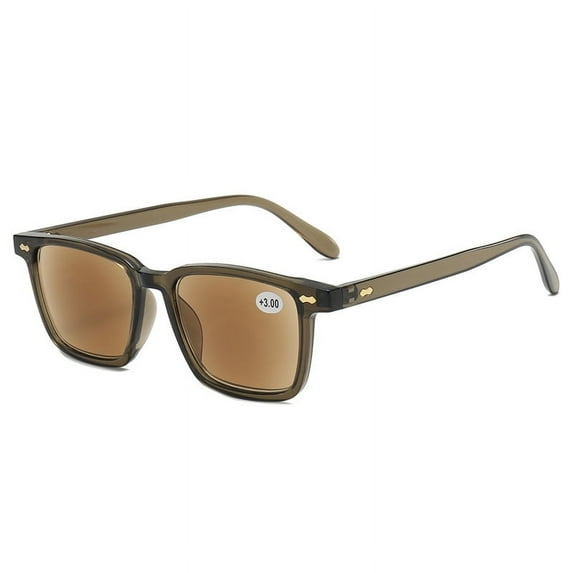 Men's Tinted Brown Reading Glasses Women's Square Classic Dark Green Readers Sunglasses UV400 +1.50