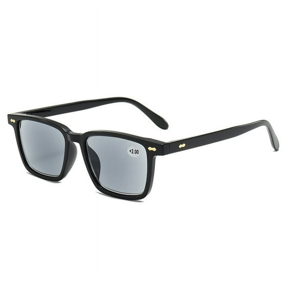 Men's Tinted Grey Reading Glasses Women's Square Classic Black Readers Sunglasses UV400 +4.00