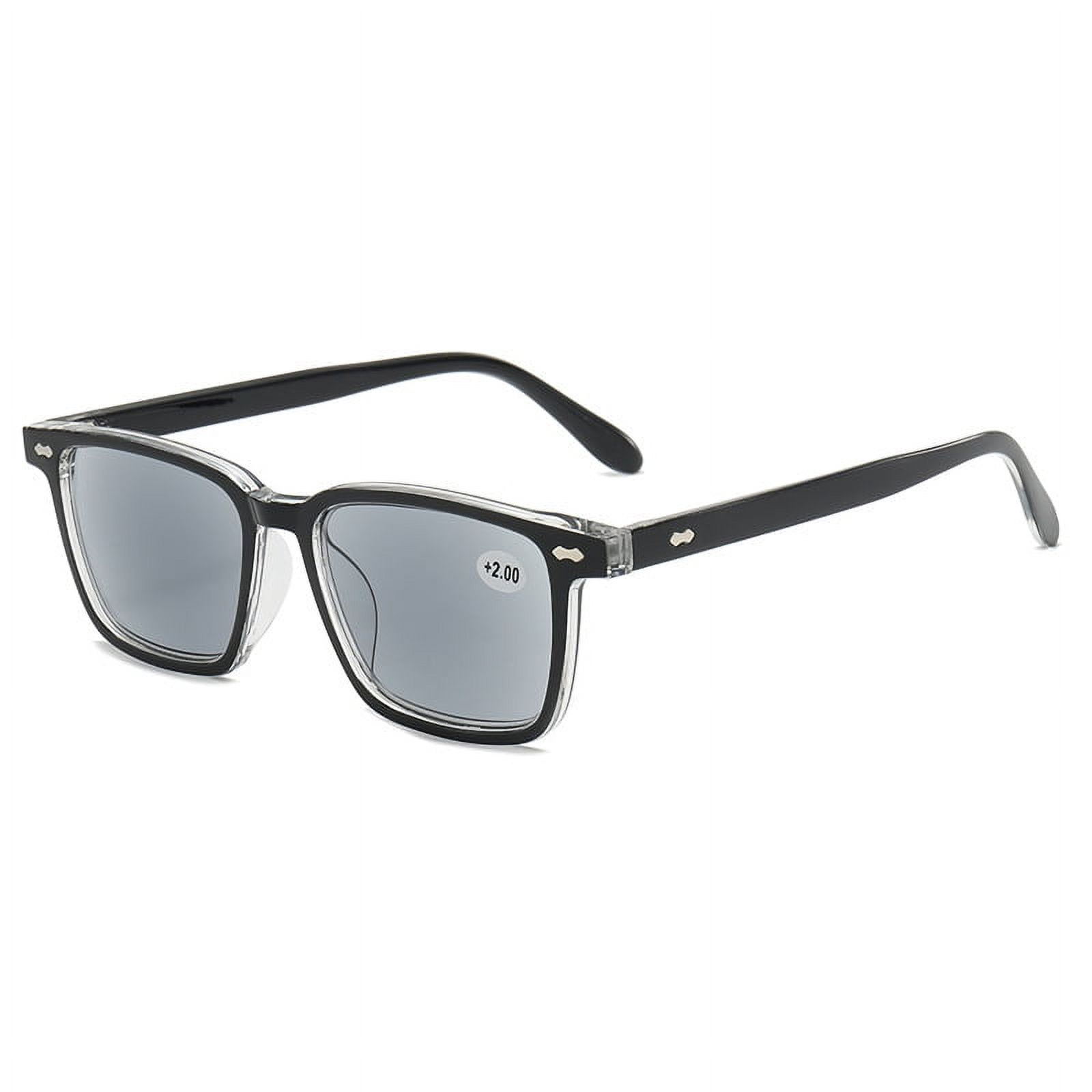 Men's Tinted Grey Reading Glasses Women's Square Classic Black Transparent Readers Sunglasses UV400 +1.50
