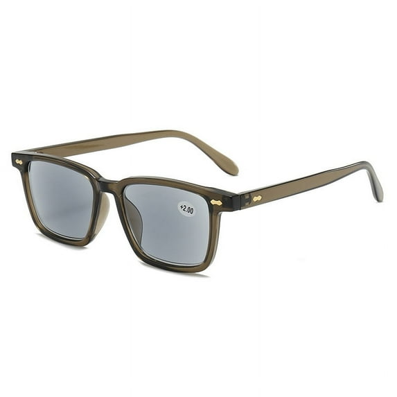 Men's Tinted Grey Reading Glasses Women's Square Classic Dark Green Readers Sunglasses UV400 +1.50