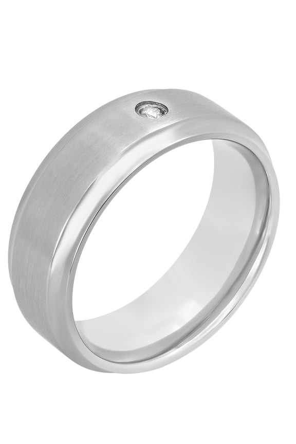 Men's Titanium 8MM Diamond Accent Wedding Band - Mens Ring