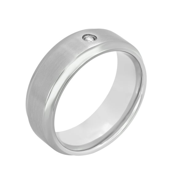 Men's Titanium 8MM Diamond Accent Wedding Band - Mens Ring