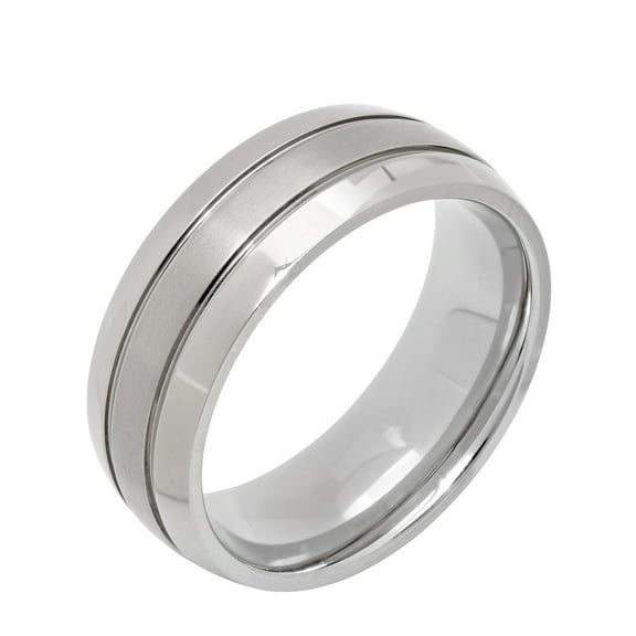 Men's Titanium Grooved Dome Wedding Band - Mens Ring