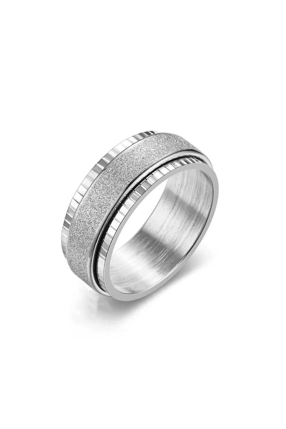 Men's Titanium Steel Alloy Rotating Wedding Band Unisex Nickel-Free Anti-Anxiety Ring Minimalist Matte/Brick Texture/Cross/Hammered Finish Comfort Fit Engagement Promise Ring Available in Sizes 6-12
