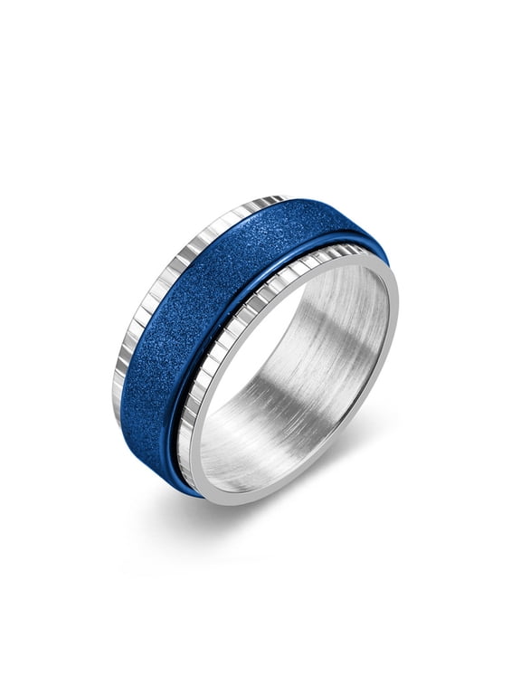 Men's Titanium Steel Alloy Rotating Wedding Band Unisex Nickel-Free Anti-Anxiety Ring Minimalist Matte/Brick Texture/Cross/Hammered Finish Comfort Fit Engagement Promise Ring Available in Sizes 6-12