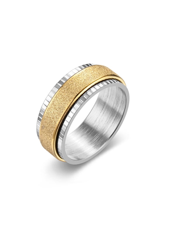 Men's Titanium Steel Alloy Rotating Wedding Band Unisex Nickel-Free Anti-Anxiety Ring Minimalist Matte/Brick Texture/Cross/Hammered Finish Comfort Fit Engagement Promise Ring Available in Sizes 6-12