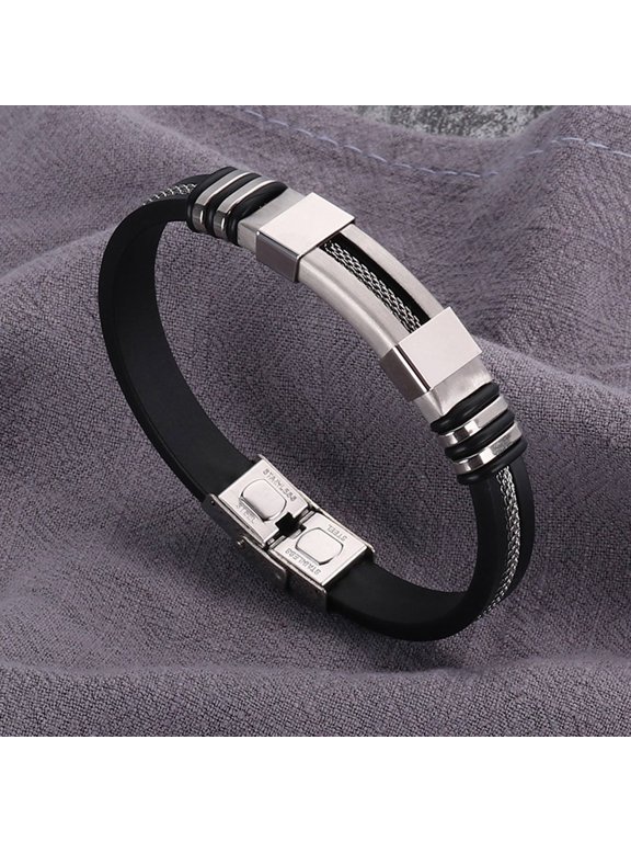 Men's Titanium Steel Negative Ion Bracelet, Opening Design for Easy Wear, Promotes Energy Circulation, Fashion Accessory for Health and Daily Style