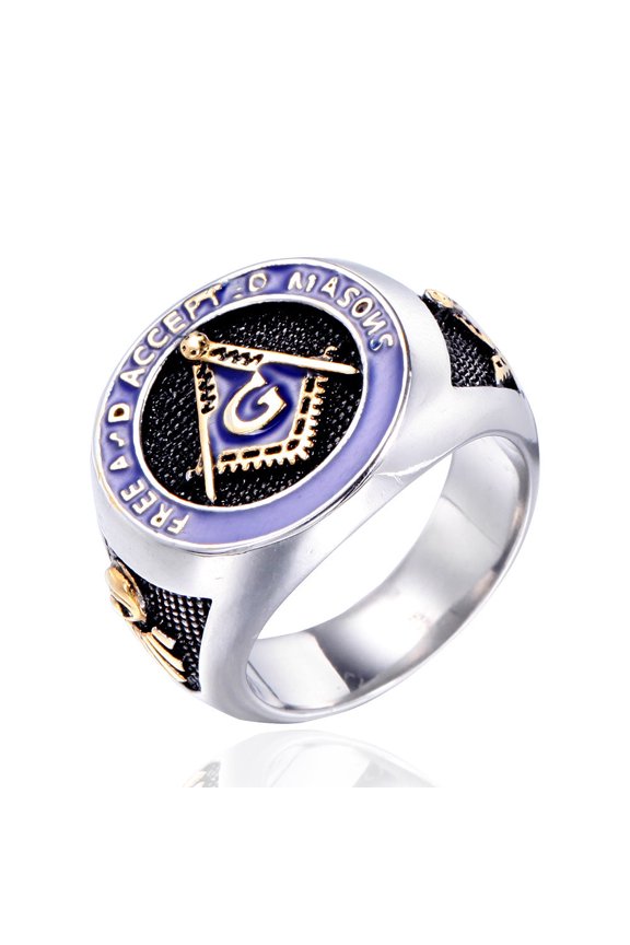 Men's Titanium Steel Ring Retro Punk Geometric Ring Handmade Individually Packed Epoxy Band Ring European and American Design Statement Ring for Men Sizes 7 to 13
