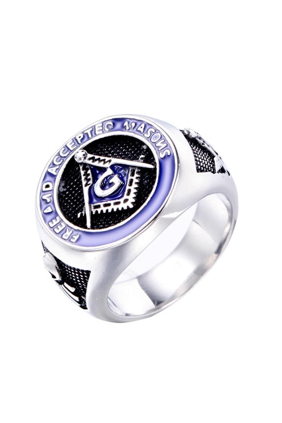 Men's Titanium Steel Ring Retro Punk Geometric Ring Handmade Individually Packed Epoxy Band Ring European and American Design Statement Ring for Men Sizes 7 to 13