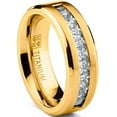 thumbnail image 1 of Metal Masters Mens Titanium Wedding Band Engagement Ring 9-Large Cubic-Zirconia Goldtone, 1 of 6