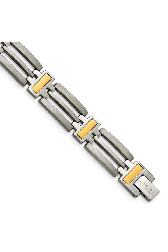 Men's Titanium Yellow Ion Plated Bracelet Fine Jewelry For Men Gifts For Him, 8.5"