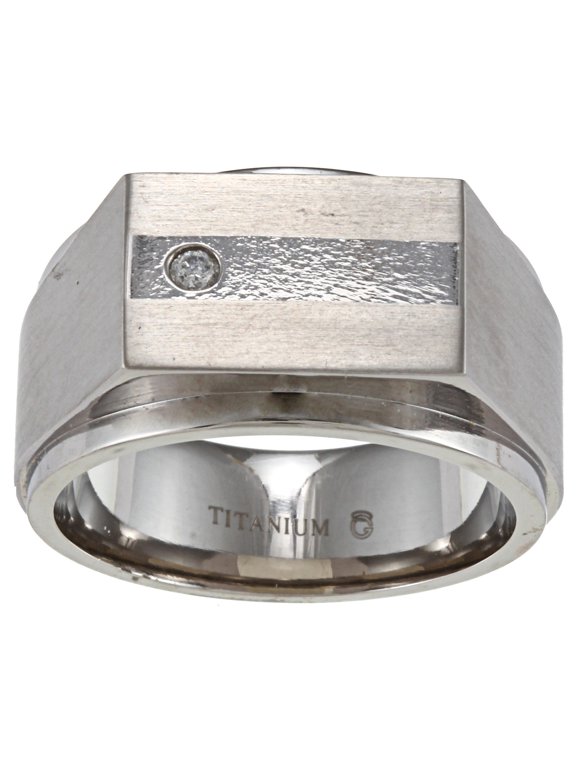 Men's Titanium and Diamond Ring - White