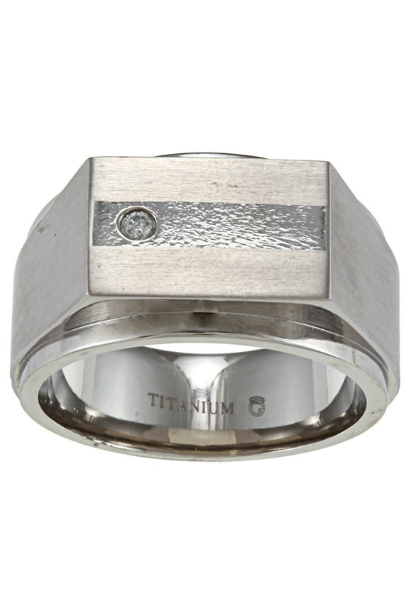 Men's Titanium and Diamond Ring - White