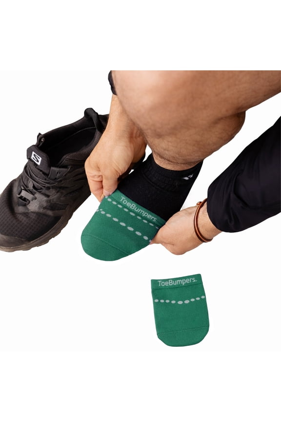 Mens Toe Protection Socks with 2X Toe Cushioning, Lightweight, Breathable, Stay-Put Fit- 1-Pair Green