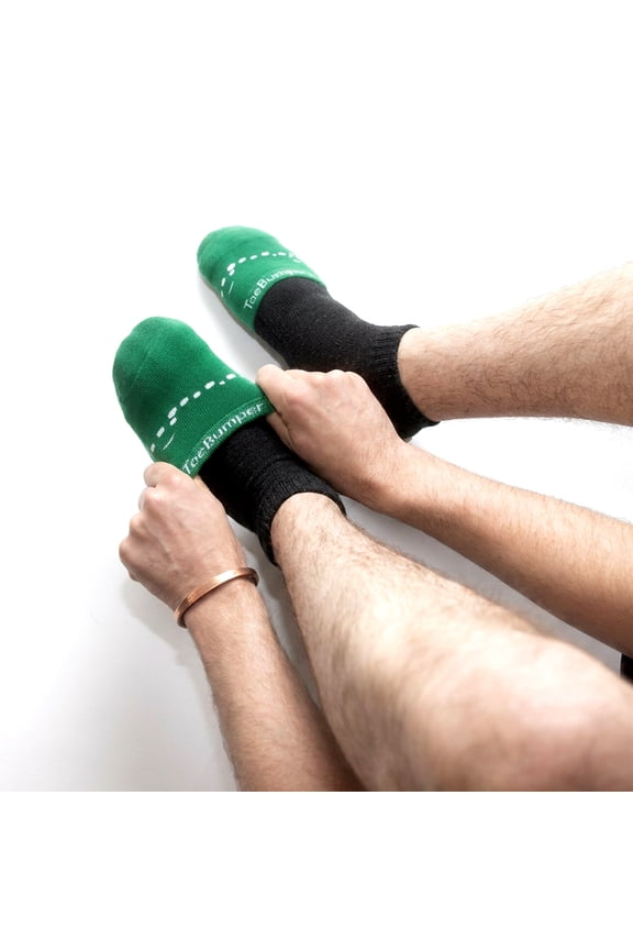 Men’s Toe Protection Socks with 2X Toe Cushioning, Lightweight, Breathable, Stay-Put Fit- 1-Pair Green