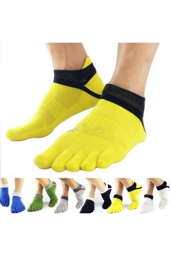 Men's Toe Socks Breathable Cotton Pure Sports 5 Fingers Socks Low Cut Running Athletic Socks 1 Pair