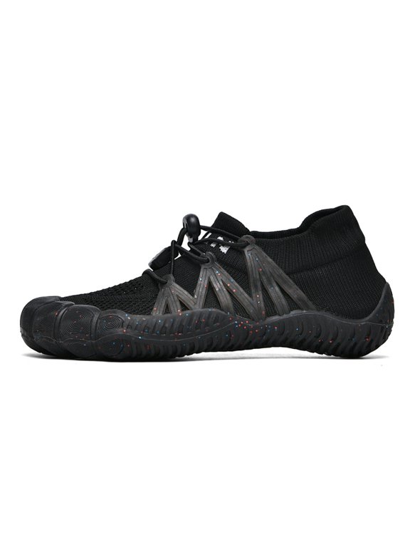 Men's Toggle‑Lace Barefoot Water Sports Shoes, Stretch Knit Upper Quick‑Adjust Lace Closure Sock‑Style Collar Multi‑Wave Grooved Outsole Lightweight Build for Beach Swimming and Outdoor Water Activit