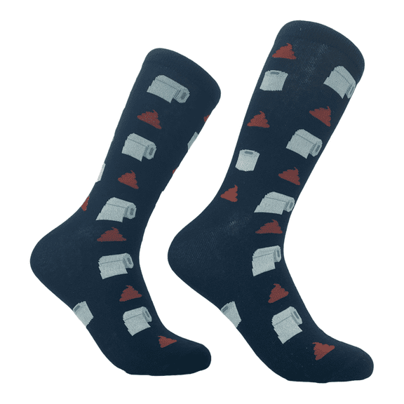 Men's Toilet Paper and Poop Socks Funny Bathroom Humor TP Turd Graphic Novelty Footwear