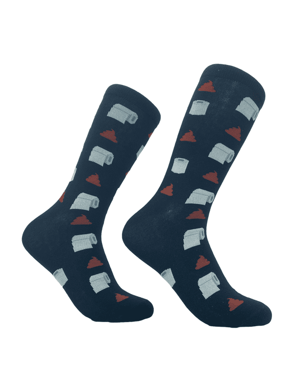 Men's Toilet Paper and Poop Socks Funny Bathroom Humor TP Turd Graphic Novelty Footwear