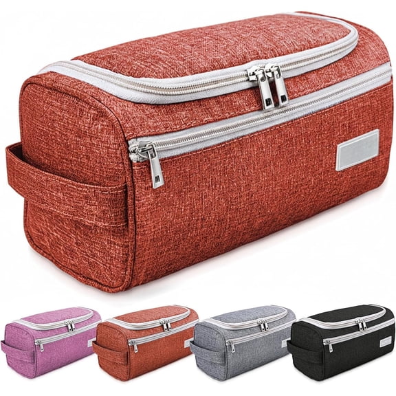 Men's Toiletry Bag - Travel Toiletry Bag Wash Bag Hanging Dopp Kit Shaving Kit for Bathroom Shower - Mens Travel Bag Hanging Toiletry Organizer Toiletry Kit for Traveling (Brick Red)