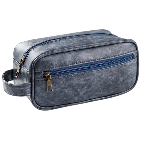 Men’s Toiletry Bag, Vintage PU Leather Travel Dopp Kit, Water-Resistant & Compact