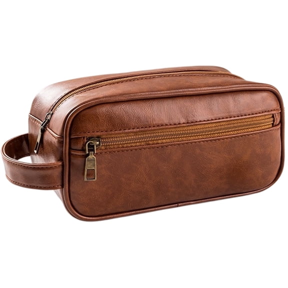 Men’s Toiletry Bag, Vintage PU Leather Travel Dopp Kit, Water-Resistant & Compact