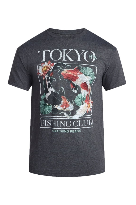 Men's Tokyo Fishing Club Gray Graphic T-Shirt - XL