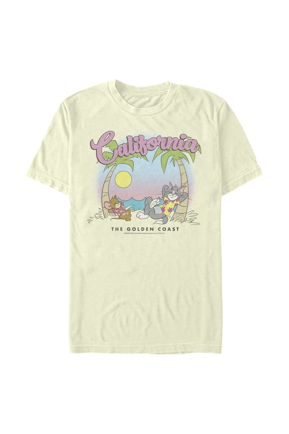 Men's Tom and Jerry California Vacation Graphic Tee Cream Small