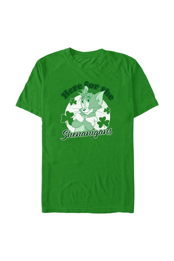 Men's Tom and Jerry Here for the Shenanigans Graphic Tee Kelly Green Small
