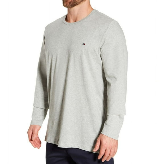 Men's Tommy Hilfiger 09T3118 Long Sleeve Flag Crew Neck T-Shirt (Grey Heather L)