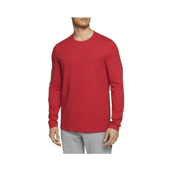 Men's Tommy Hilfiger 09T3118 Long Sleeve Flag Crew Neck T-Shirt (Mahogany M)