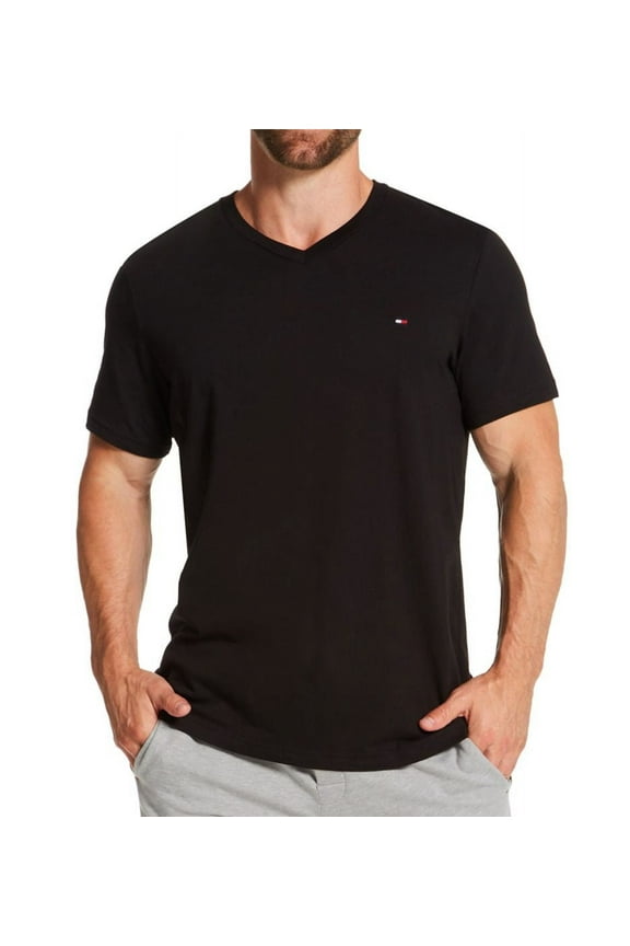 Men's Tommy Hilfiger 09T3140 Core Flag V-Neck T-Shirt (Black S)