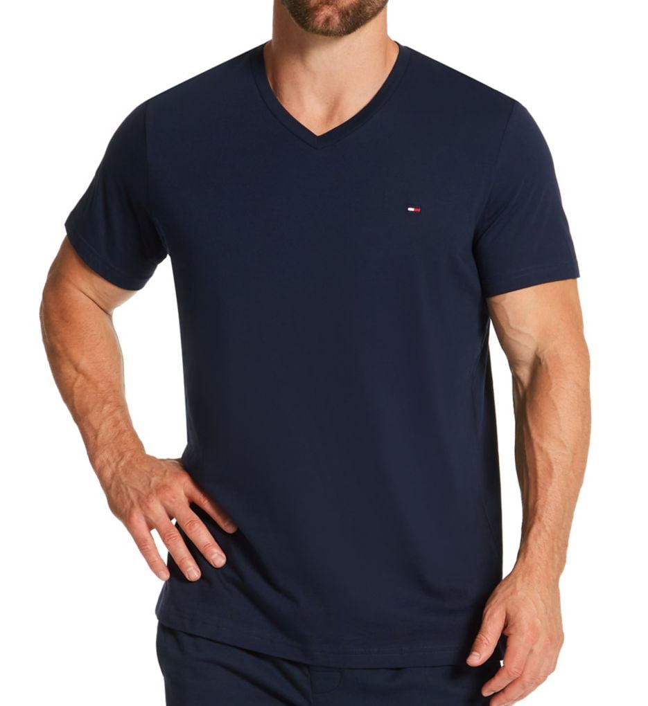 Men\'s Tommy Hilfiger 09T3140 Core Flag V-Neck T-Shirt (Dark Navy S)