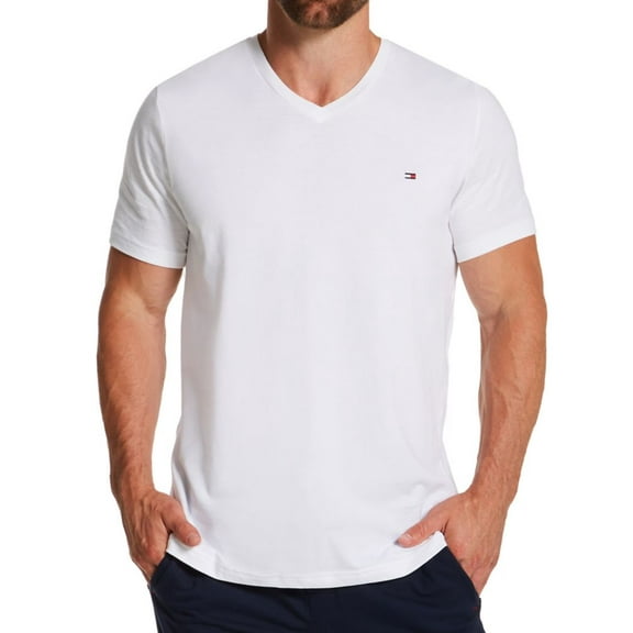 Men's Tommy Hilfiger 09T3140 Core Flag V-Neck T-Shirt (White S)