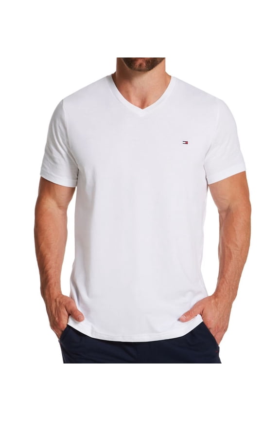 Men's Tommy Hilfiger 09T3140 Core Flag V-Neck T-Shirt (White S)