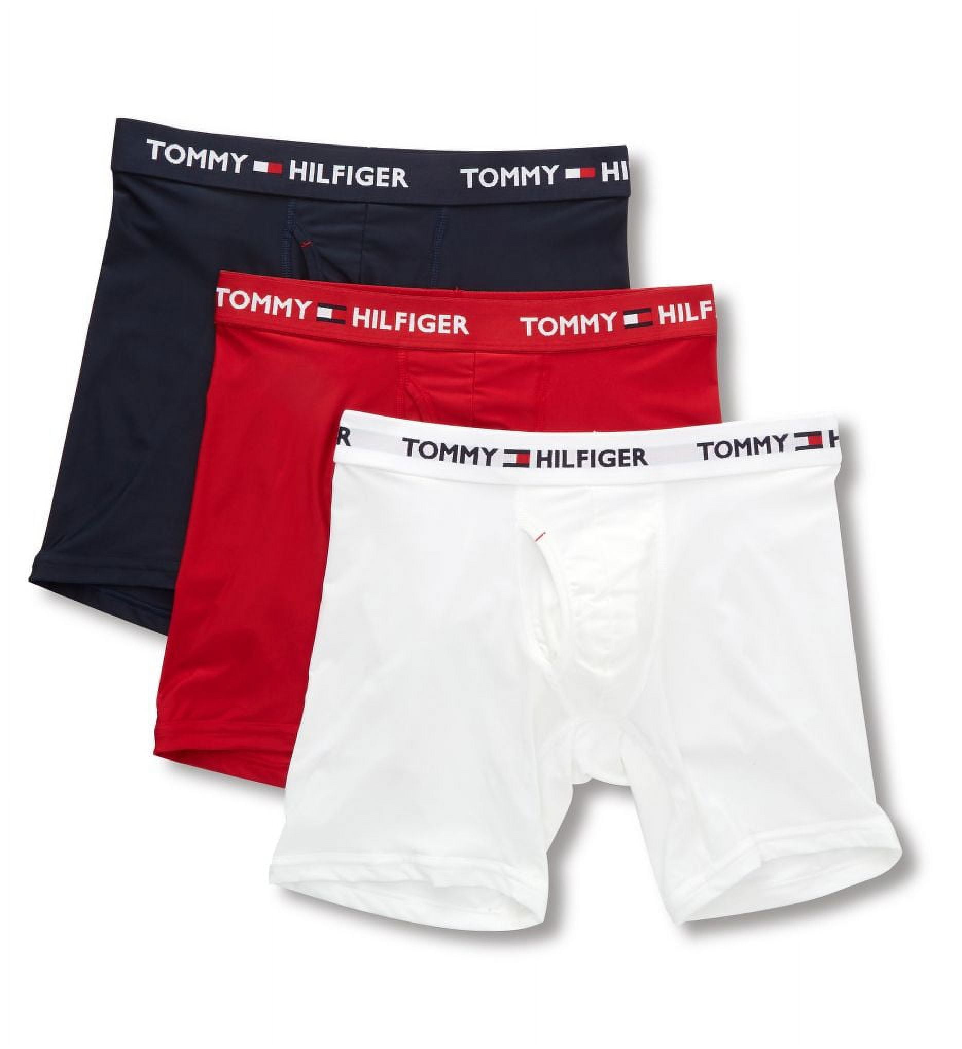Men's Tommy Hilfiger 09T3490 Everyday Micro Performance Boxer Briefs - 3  Pack (White/Navy/Tango Red M) 