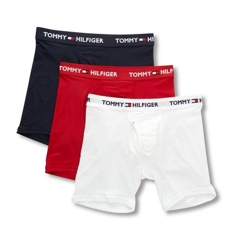 Men's Tommy Hilfiger 09T3490 Everyday Micro Performance Boxer Briefs - 3  Pack (White/Navy/Tango Red M)