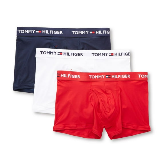 Men's Tommy Hilfiger 09T3492 Everyday Micro Performance Trunks - 3 Pack (White/Navy/Tango Red XL)