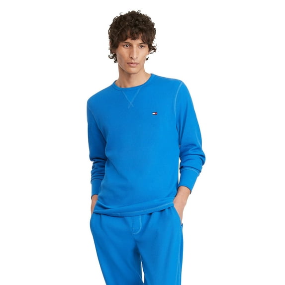Men's Tommy Hilfiger 09T3585 Thermal Long Sleeve Crew Neck Shirt (China Blue L)