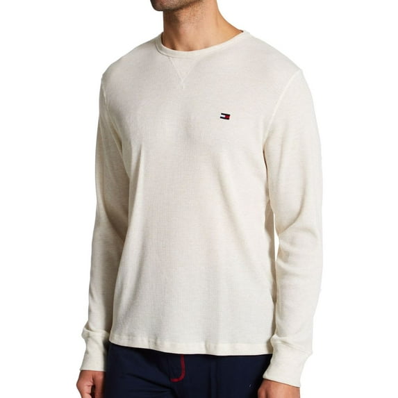 Men's Tommy Hilfiger 09T3585 Thermal Long Sleeve Crew Neck Shirt (Oatmeal Heather L)