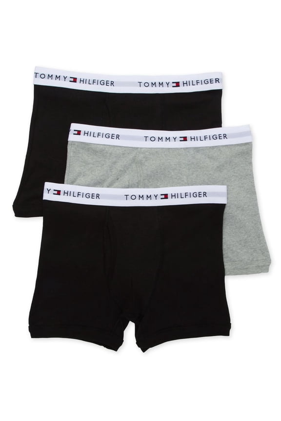 Men's Tommy Hilfiger 09TQ002 100% Cotton Trunks - 3 Pack (Multi Gray/Black S)