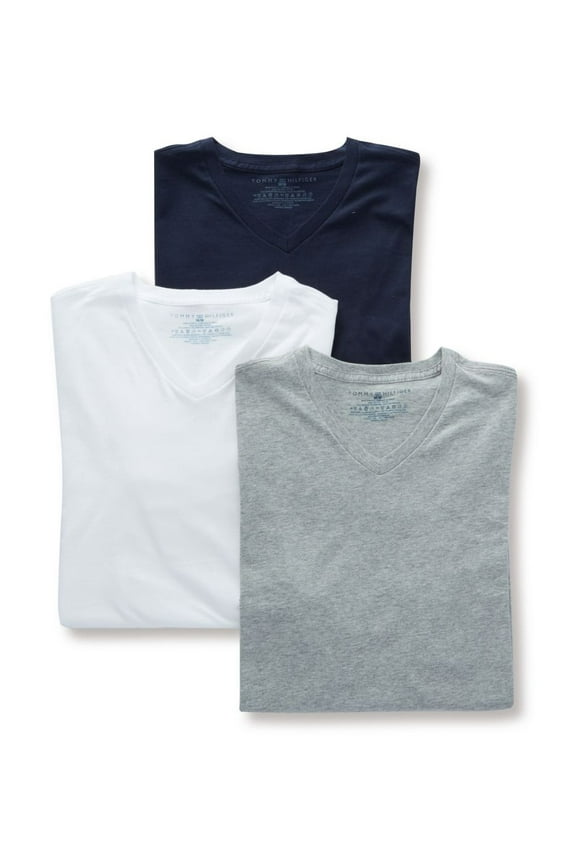 Men's Tommy Hilfiger 09TVN01 Basic 100% Cotton V-Neck - 3 Pack (Multi L)