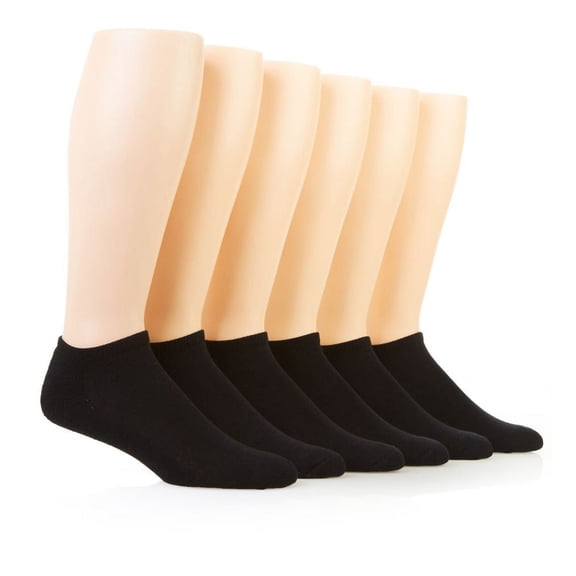 Men's Tommy Hilfiger 201NS10 Solid Athletic No Show Sock - 6 Pack (Black O/S)