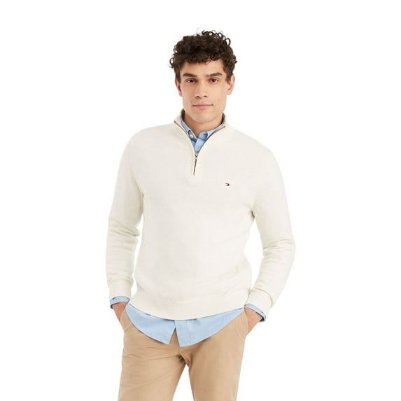 Men's Tommy Hilfiger Combed-Cotton Quarter-Zip Sweater Color: White Size: XL