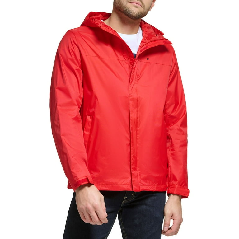 Tommy hilfiger red rain jacket shop