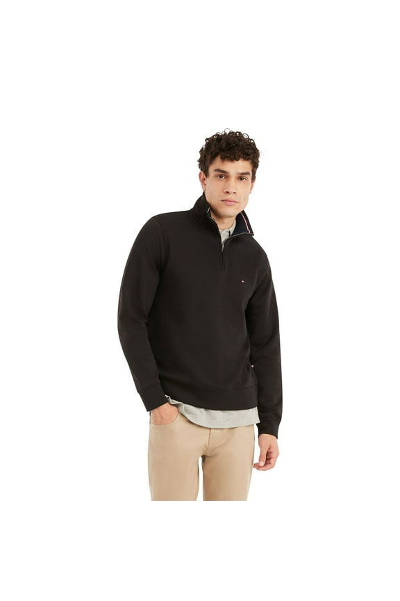 Men's Tommy Hilfiger Logo Quarter-Zip Top Color: Dark Sable Size: XXL
