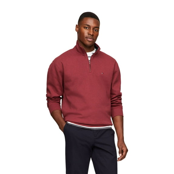 Men's Tommy Hilfiger Logo Quarter-Zip Top Color: Red Heather Size: M