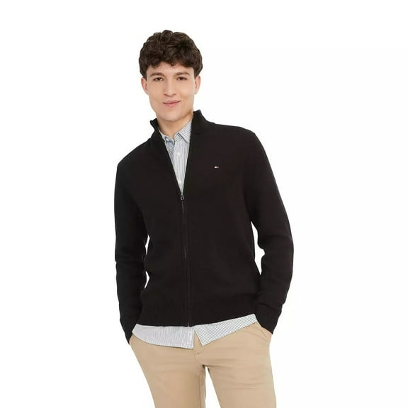 Men's Tommy Hilfiger Solid Full-Zip Sweater Color: Dark Sable Size: S