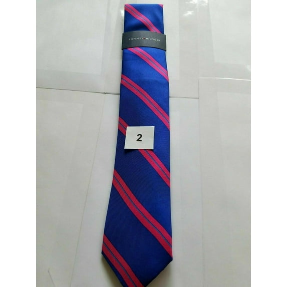 Men's Tommy Hilfiger Variety Of Ties Choose Color or Design B4HP (Blue Pink Stripe)